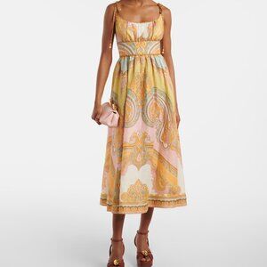 Zimmermann Maxine Picnic paisley linen bustier dress